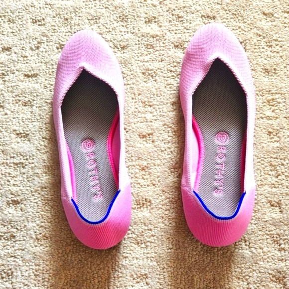 Rothy’s The Round Flat Pink Begonia Round Toe Knit Ballet Flats womens 10 euc - Picture 2 of 8